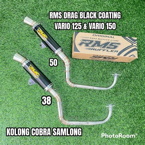 Jual KNALPOT VARIO 125 VARIO 150 RMS MUFFLER BULAT DRAG BLACK COBRA