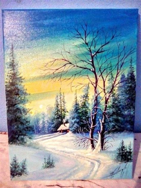 Pin by Kay Miller on Winter Painting | Canvas painting landscape ...