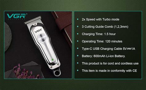 VGR V 071 Cordless Professional Hair Clipper Runtime 120 Min Trimmer