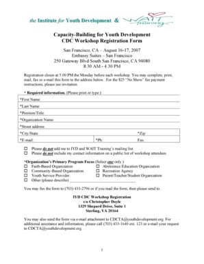 Fillable Online Ncdsv Capacity Bldg For Youth Development Reg Form Doc