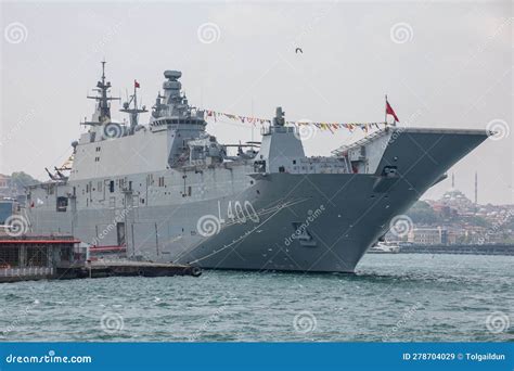 Turkey S Largest Warship Tcg Anadolu In Istanbul Editorial Stock Image