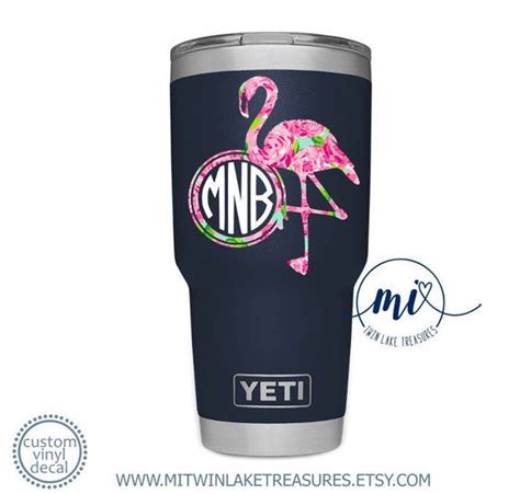 Lilly Inspired Flamingo Decal Custom Monogram Color Size Yeti