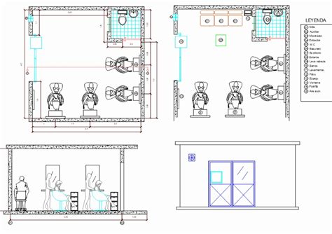 Barberia en AutoCAD | Descargar CAD gratis (1.15 MB) | Bibliocad