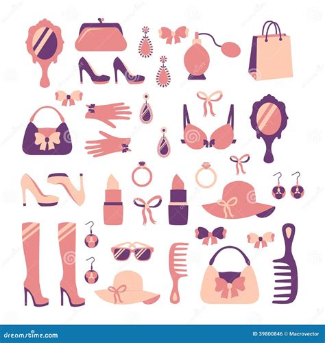 Woman Accessories Icon Set Stock Vector Image