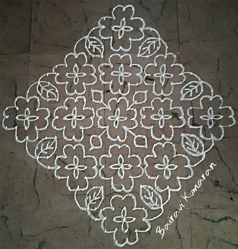 Pretty White Flowers Dots Kolam For Contest Kolams Of India