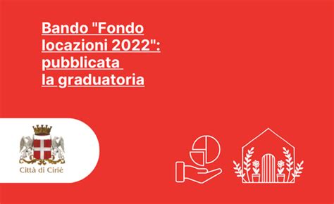 Bando Fondo locazioni 2022 pubblicata la graduatoria Città di Cirié