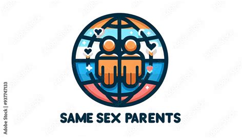 Same Sex Parents Globe With Global Text Concept As An Isolated Vector Of A Globe With Two Icons