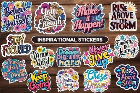 Motivational and Inspirational Stickers Graphic by A Design · Creative ...