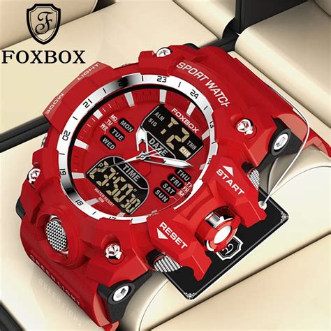 Luik Merk Foxbox Sport Militaire Quartz Mannen Horloge Waterdicht Dual