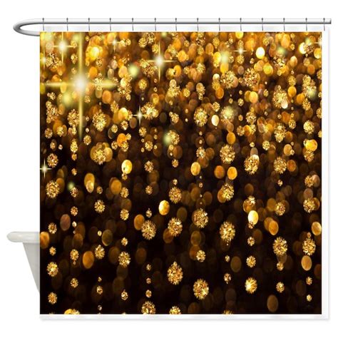 Gold Sparkles Shower Curtain By Coolbedding