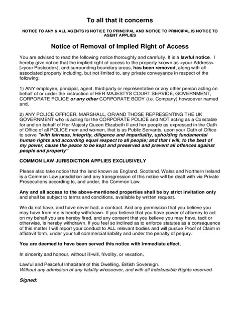 Fillable Online Removal Of Implied Right Of Access Notice Pdf Fill Out