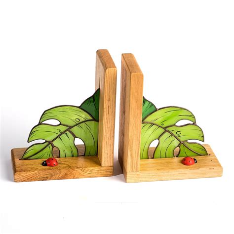 Monstera Stained Glass Bookend Unique Library Decor Bookends Bookshelf Organization Etsy