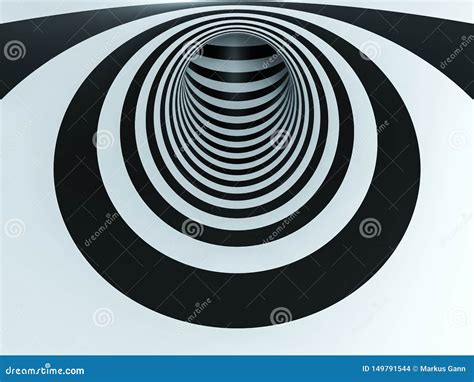 Optical Illusion Black And White Tunnel Stock Illustration