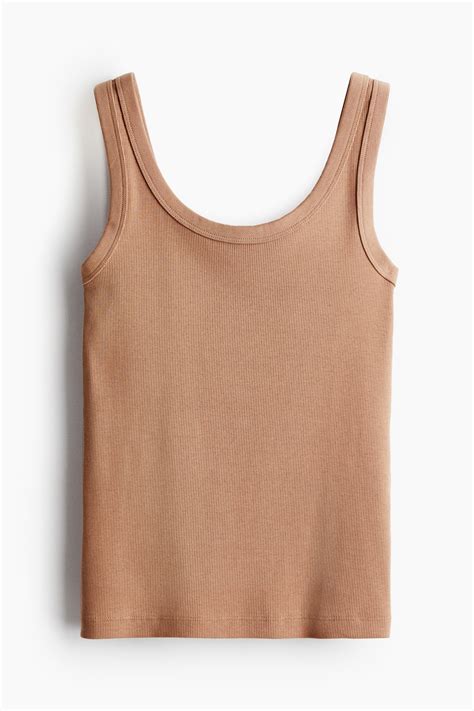 Ribbed Tank Top Beige Ladies Handm Us