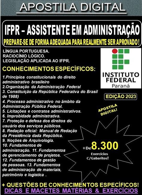 Apostila IFPR ASSISTENTE em ADMINISTRAÇÃO Teoria 8 300 Exercícios