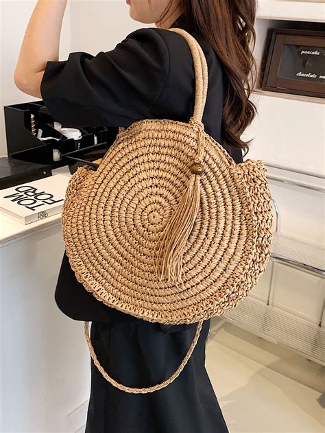 Straw Bag With Tassel Decoration