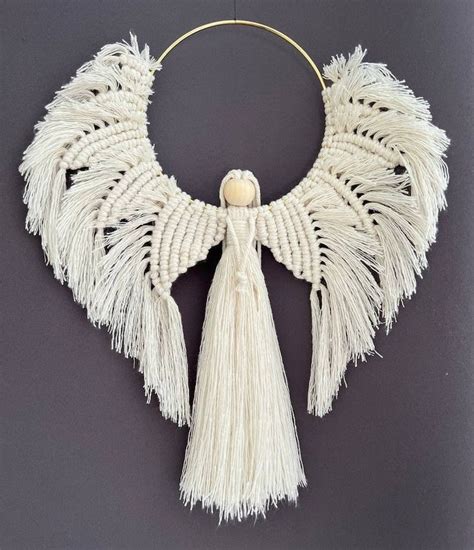 Macrame Ornament Angel Christmas Tree Decorations White Boho Holiday