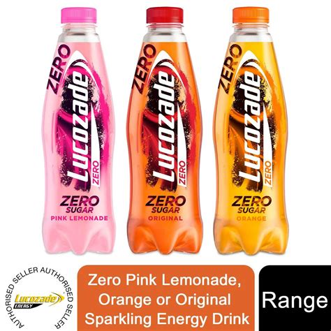 Lucozade Zero Pink Lemonade Orange Or Original Sparkling Energy Drink