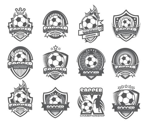 Illustration Of Modern Black And White Soccer Logo Set Vector