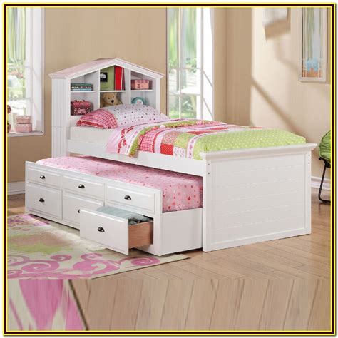 Twin Bed With Bookcase Headboard And Trundle - Bedroom : Home Decorating Ideas #65k79LE8pG