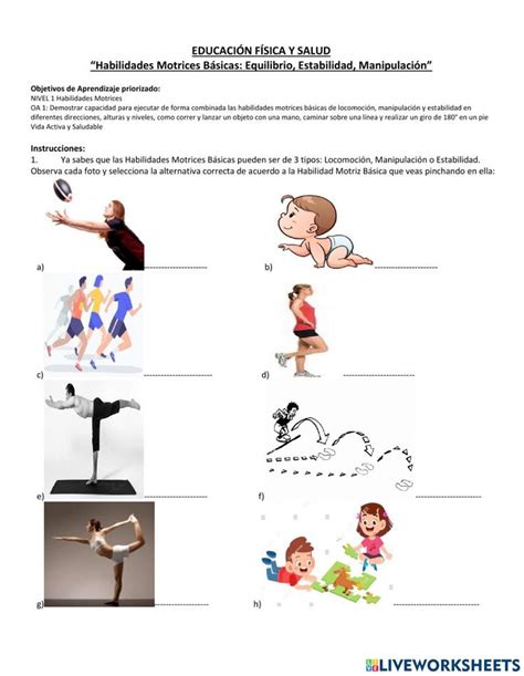 Ejercicio Interactivo De Habilidades Motrices Básicas Para 1ero A 4to Básico Puedes Hacer Los