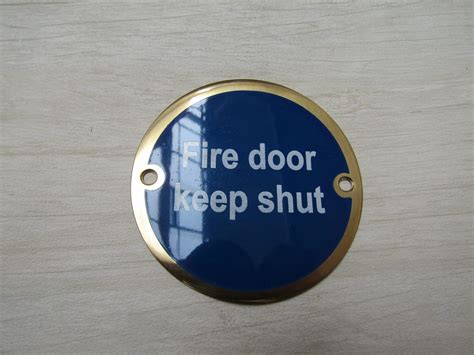 Circle Brass Fire Door Keep Shut Door Sign Ijzerwaren Wereld