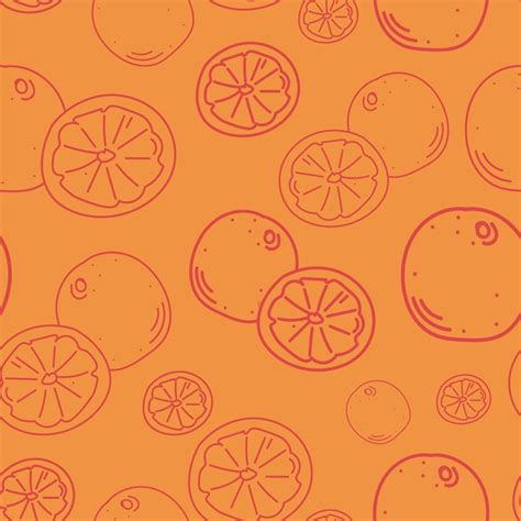 Premium Vector Seamless Vector Pattern With Orange Fruit Sketch Of