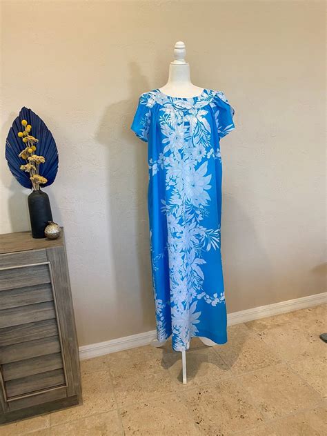 Vintage 1990s Hilo Hatties Hawaiian Maxi Dress Mumu Size Medium Etsy