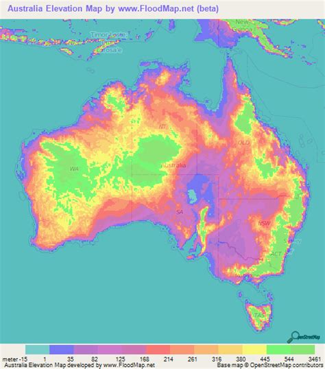 Australia Elevation and Elevation Maps of Cities, Topographic Map ...