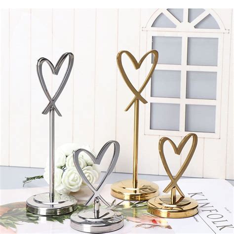 2020 Stainless Steel Heart Shaped Table Number Place Card Holder Menu