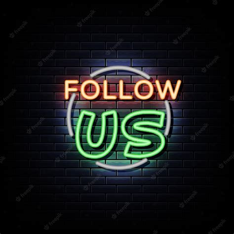 Premium Vector | Follow us neon signs design template neon sign