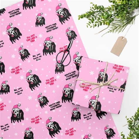 Ghostface Holiday Christmas Wrapping Paper Scream Christmas Etsy