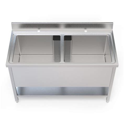 Mm Wide Stainless Steel Double Pot Wash Catering Sink Pw