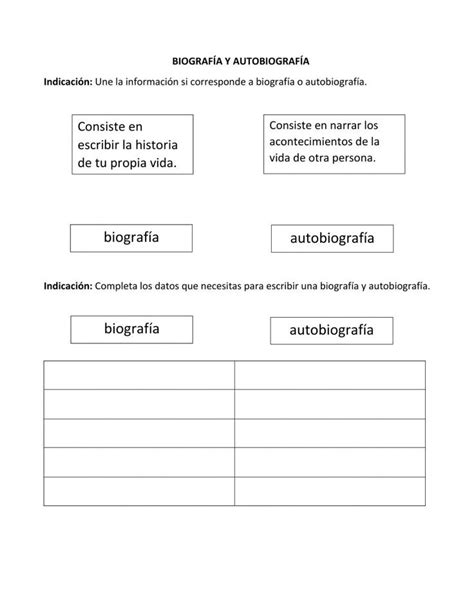 Biograf A Y Autobiograf A Interactive Worksheet