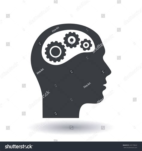 Thinking Icon Silhouette Gear Head Stock Vector (Royalty Free) 249178642