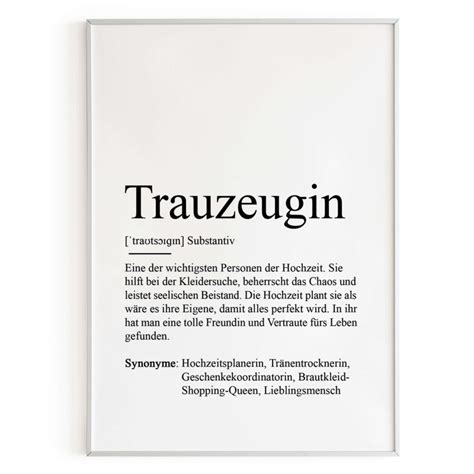 Poster Trauzeugin Definition Deine Herzensbotschaft Im Xxl Format