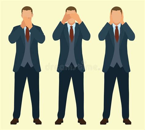 Speak No Evil, See No Evil, Hear No Evil Stock Vector - Illustration of people, suit: 46167008