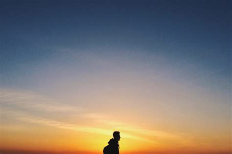 Man Silhouette at Sunset Royalty-Free Stock Photo