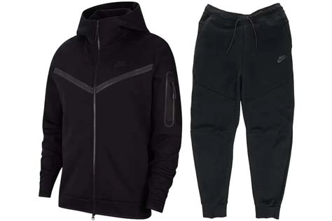 Nike Tech Fleece Full Zip Hoodie And Joggers Set Black Cn