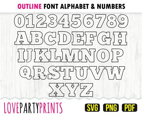 Outline Letters And Numbers Svg Png And Pdf Files 300dpi Etsy Uk