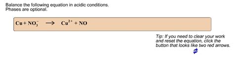 Solved Balance The Following Equation In Acidic Conditions Phases Are Optional Cu No Cul