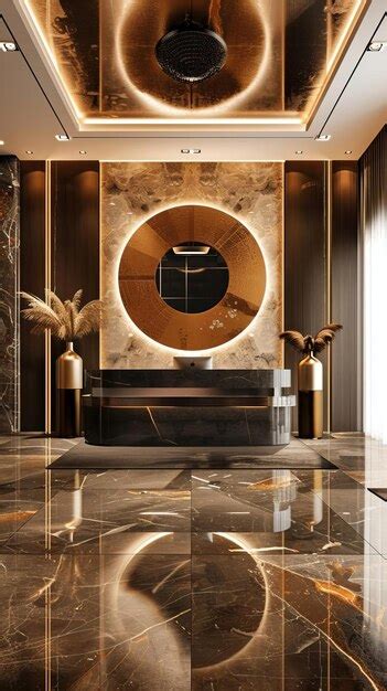 Design An Opulent Hotel Lobby With Marble Floors And Walls A