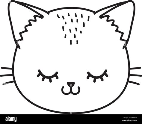 cat face wink eye icon cartoon black and white vector illustration ...