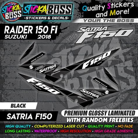 Suzuki Raider Fi Stock Decals Black Satria F Premium Glossy