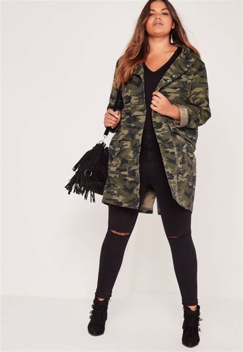 Missguided Plus Size Hooded Camo Parka Jacket Khaki Clothes Plus Size Outfits Outfits 2017