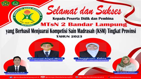 MTs Negeri 2 Bandar Lampung Raih Juara Di Ajang KSM Tingkat Provins