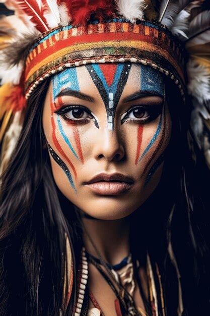 Premium Ai Image Native American Wear Woman Striking Lowkey Image