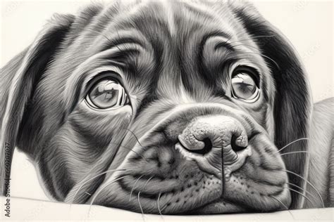 Detailed Pug Drawing: Adorable Folds and Expressive Eyes Captured with ...