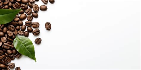 Premium Ai Image Top View A Coffee Beans And Leaf In The Corner Side