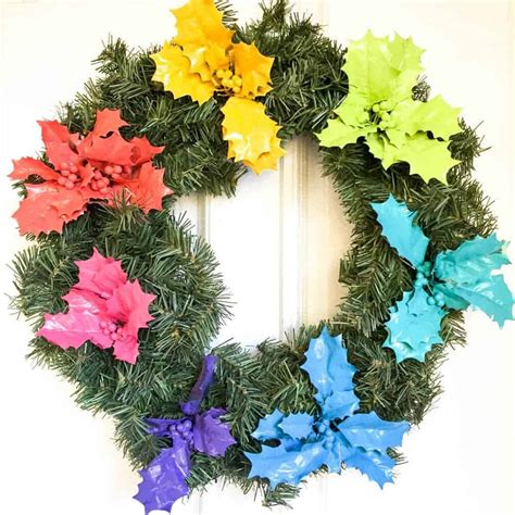 Rainbow Holly Wreath - Made with HAPPY